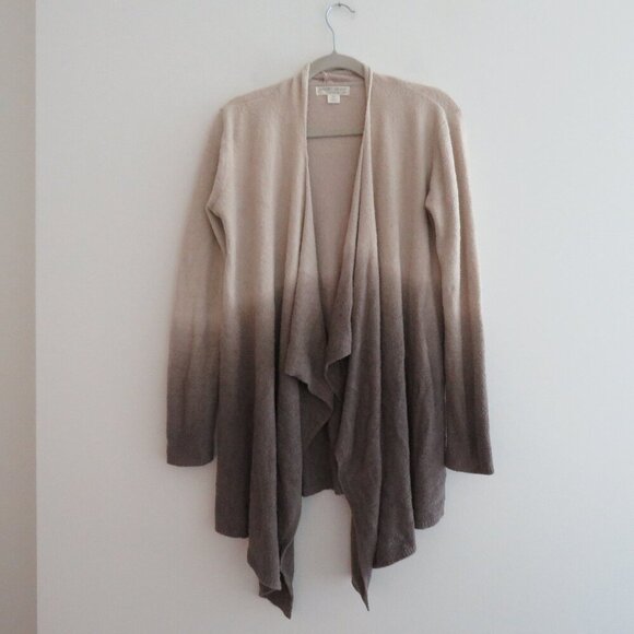 BAREFOOT DREAMS Cozy Chic Lite Ombre Calypso Wrap Open Front Cardigan Bamboo Tan - Picture 4 of 16
